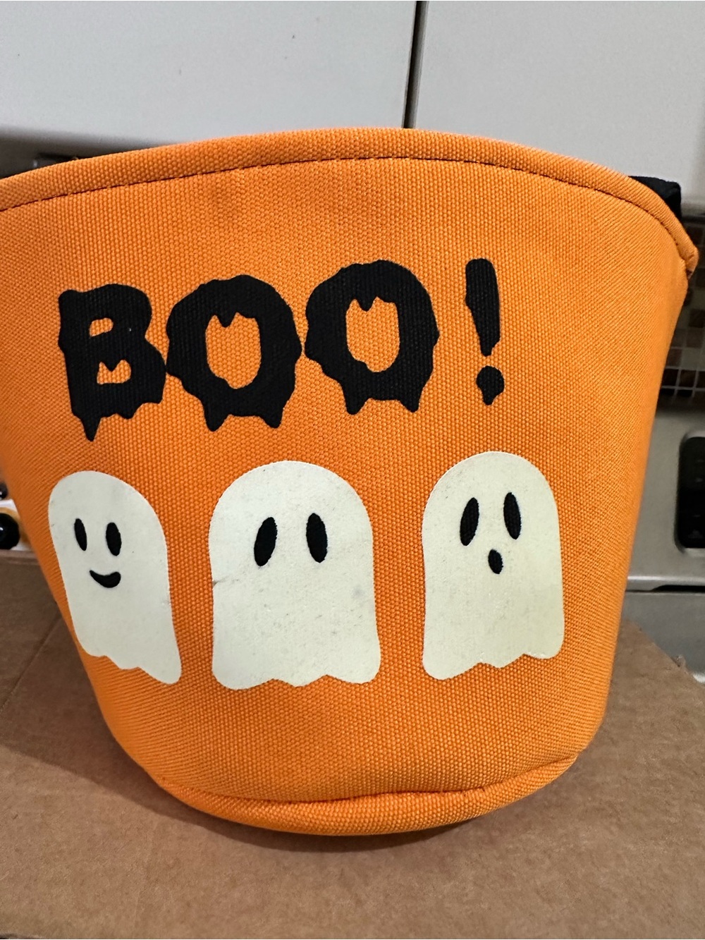 Orange "Boo!" Ghost Kids Trick-or-Treat Bag